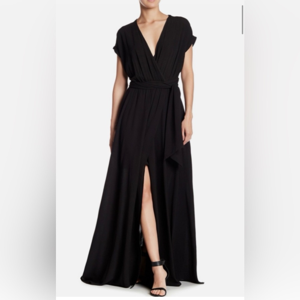 Meghan LA Black Jasmine Faux wrap Dress